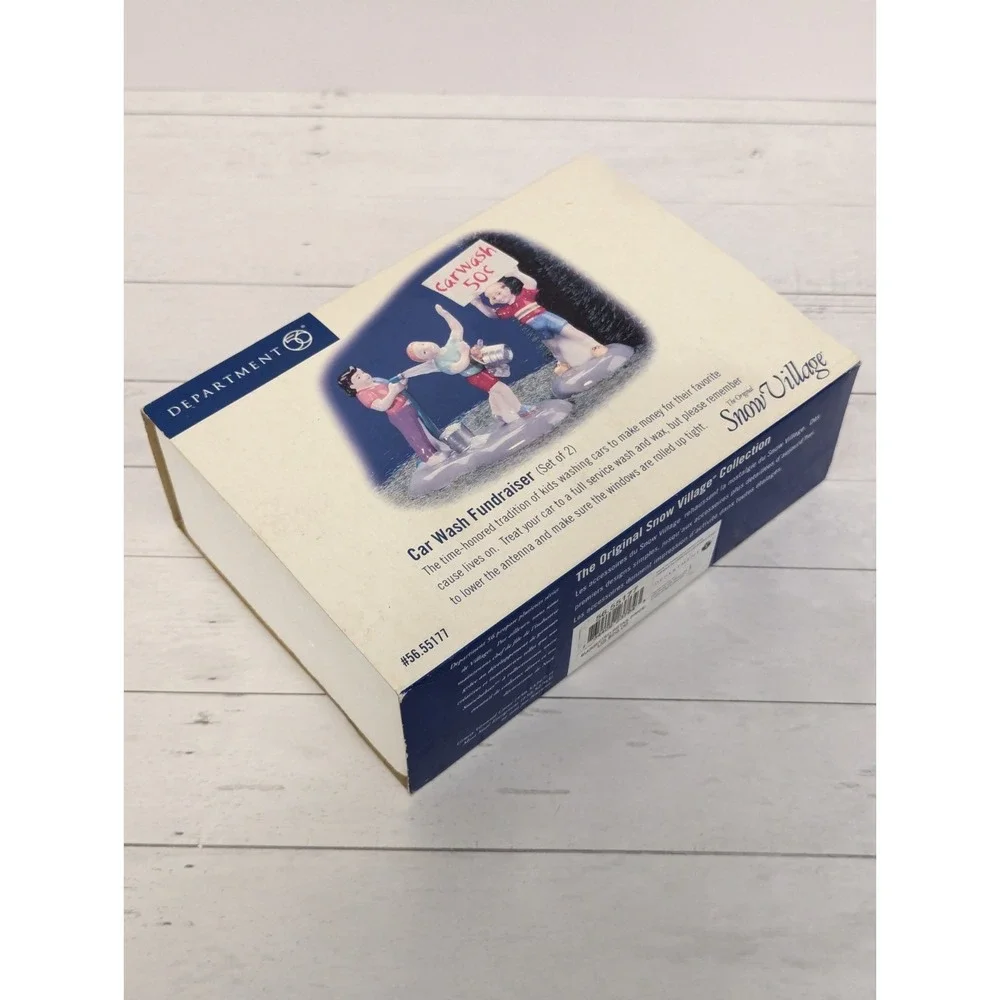 DEPT 56 Snow Village Car Wash Fundraiser Set of 2 w/Box #56.55177 Retired '02-04